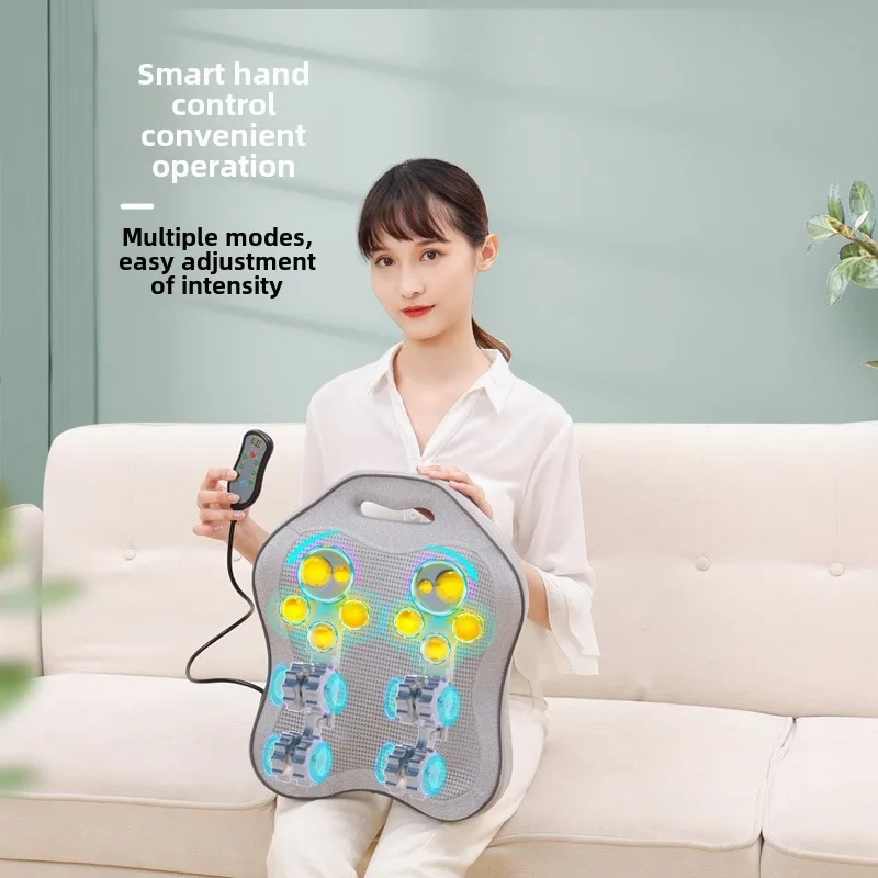 Electric Back Massager Heated Kneading Home Neck and Waist Open Back Lumbar Portable Full Body Massage Cushion With Hand Control