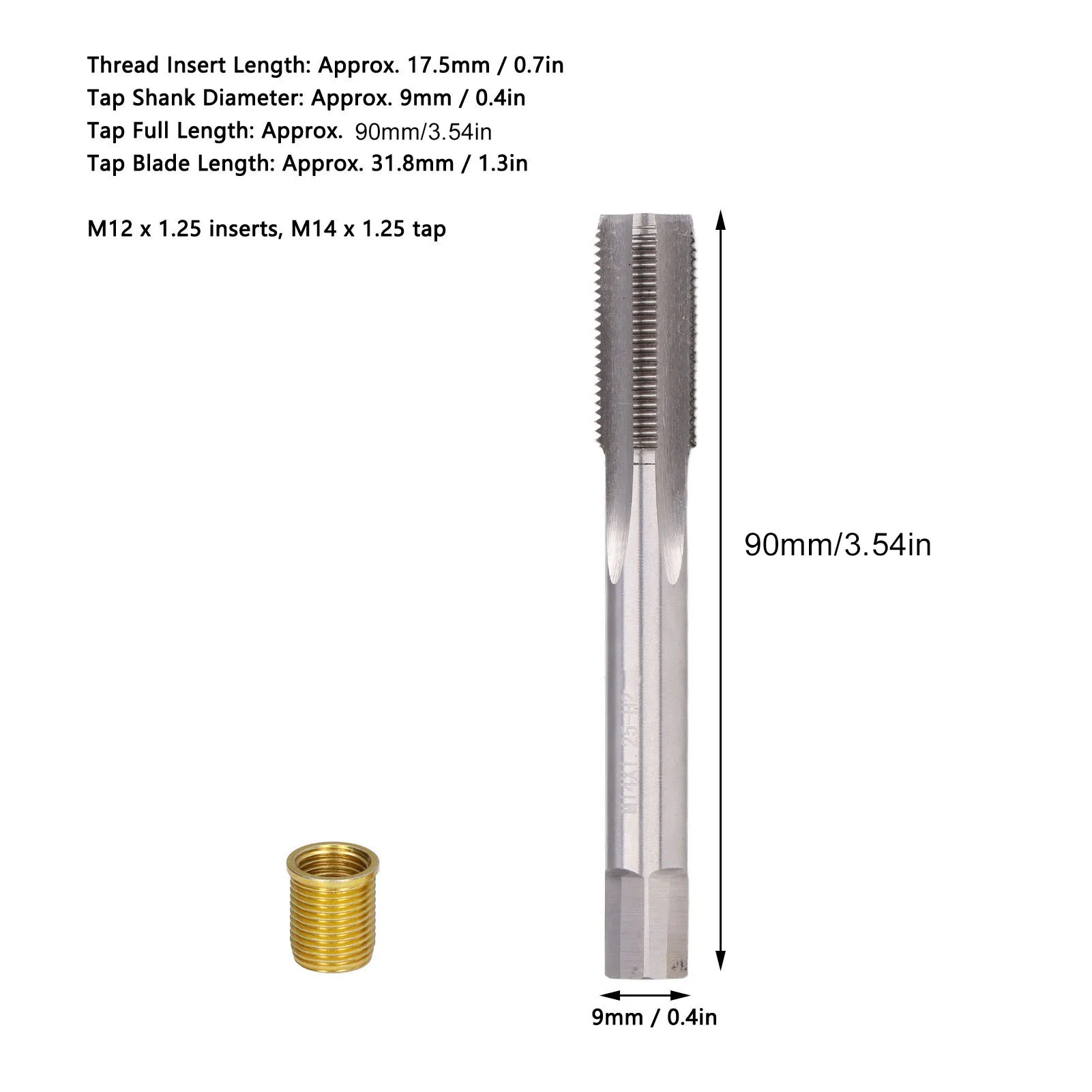 Spark Plug Thread Hole Repair Tools Metal M12x1.25 Inserts M14x1.25 Tap 14mm Rethreaded Kit