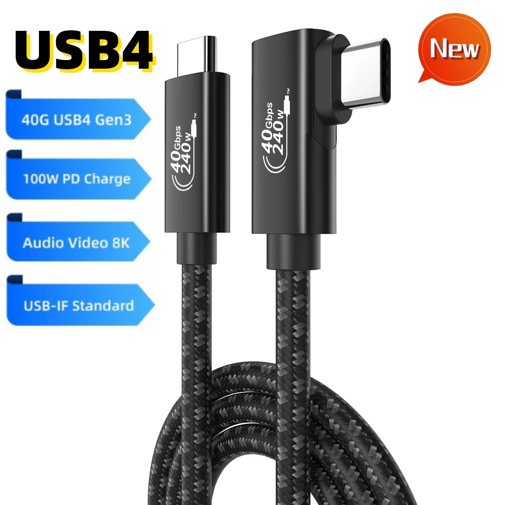 USB4 tip-c dirsek kablosu 40Gbps 8K 60Hz HD koaksiyel veri kablosu 240W 48V/5A hızlı şarj Macbook için Thunderbolt 4/3 ile uyumlu