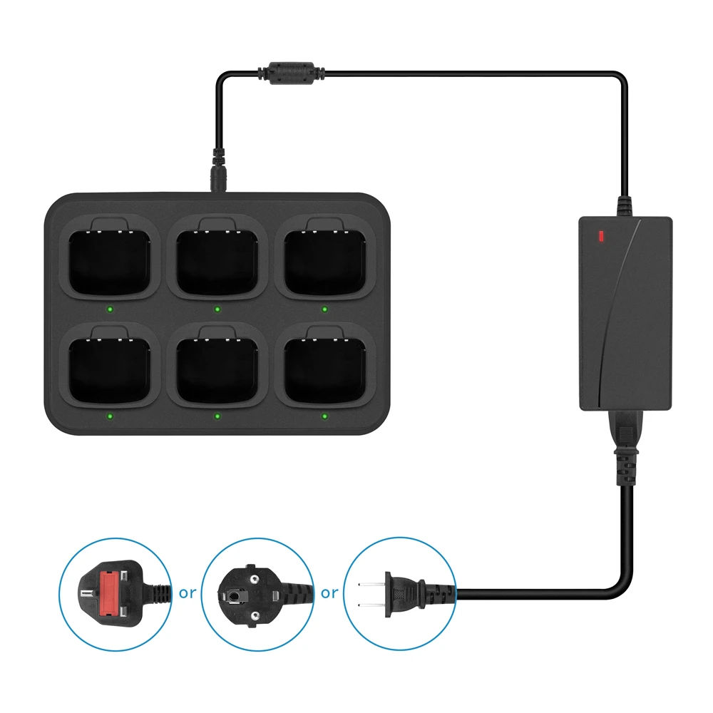 6-Way Multi-Functional Charger Adapter Rapid Charging For PX-777 VEV-3288S VEV-V1000 Walkie Talkie Two Way Radio Practical