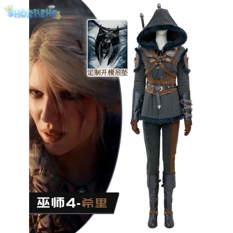 Ciri Witcher 4 Cosplay The Costume Cirilla Fiona Elen Riannon Women Fantasia Uniform Shoes Cloak Props Accessories Halloween Set