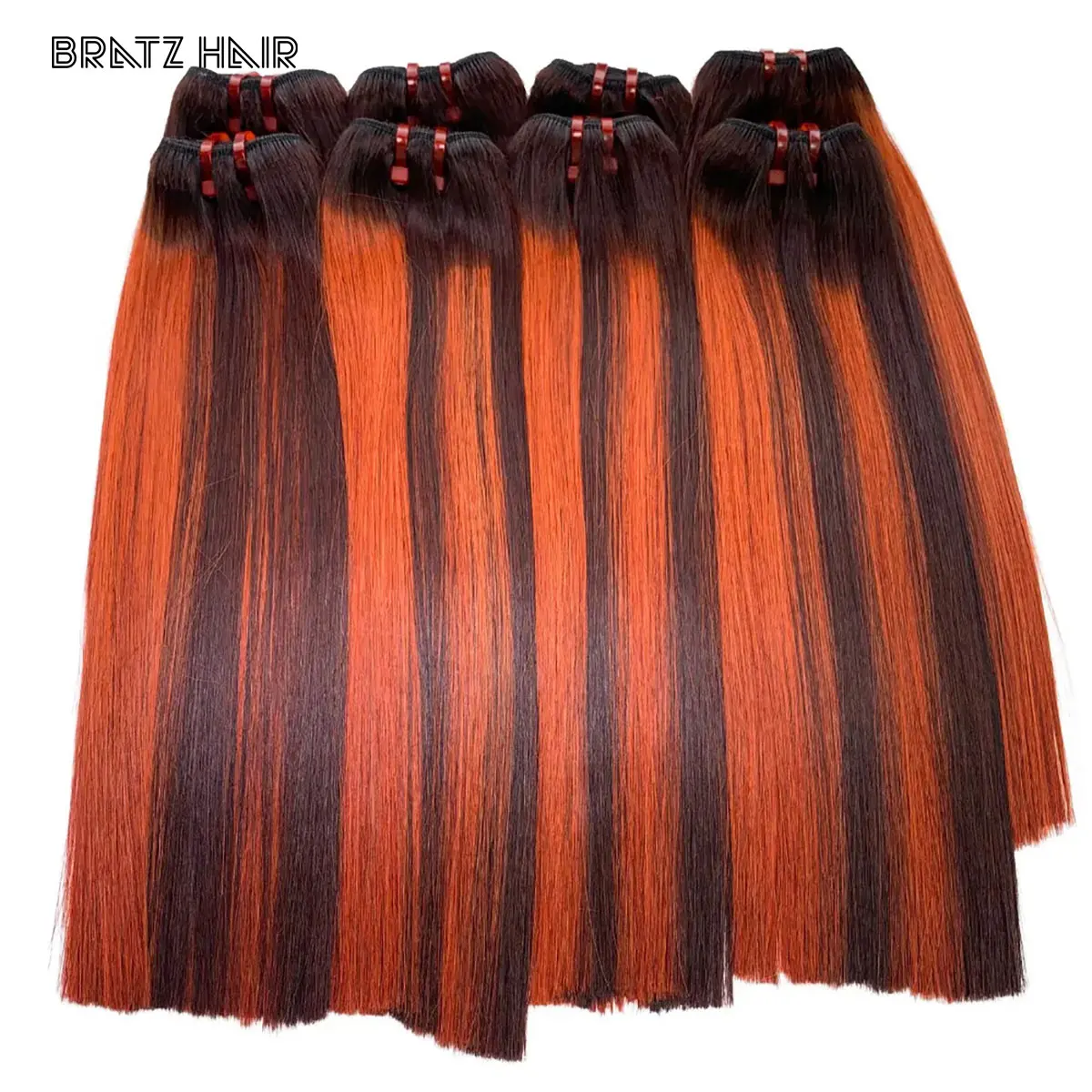 

Человеческие волосы рояно-оранжевого цвета, супер двойные нарисованные вьетнамские кости, прямые пучки 13by4, фронтальная застежка 4by4 для наращивания волос