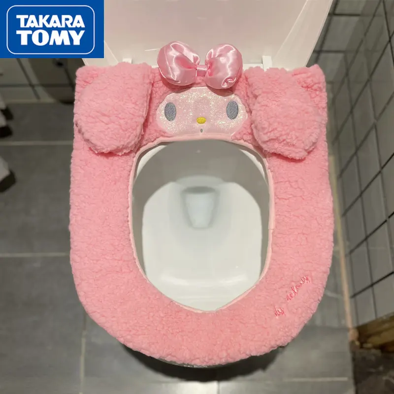 

Зимняя утолщенная милая плюшевая подушка для унитаза TAKARA TOMY с Hello Kitty, утолщенная универсальная подушка для унитаза в ванную комнату