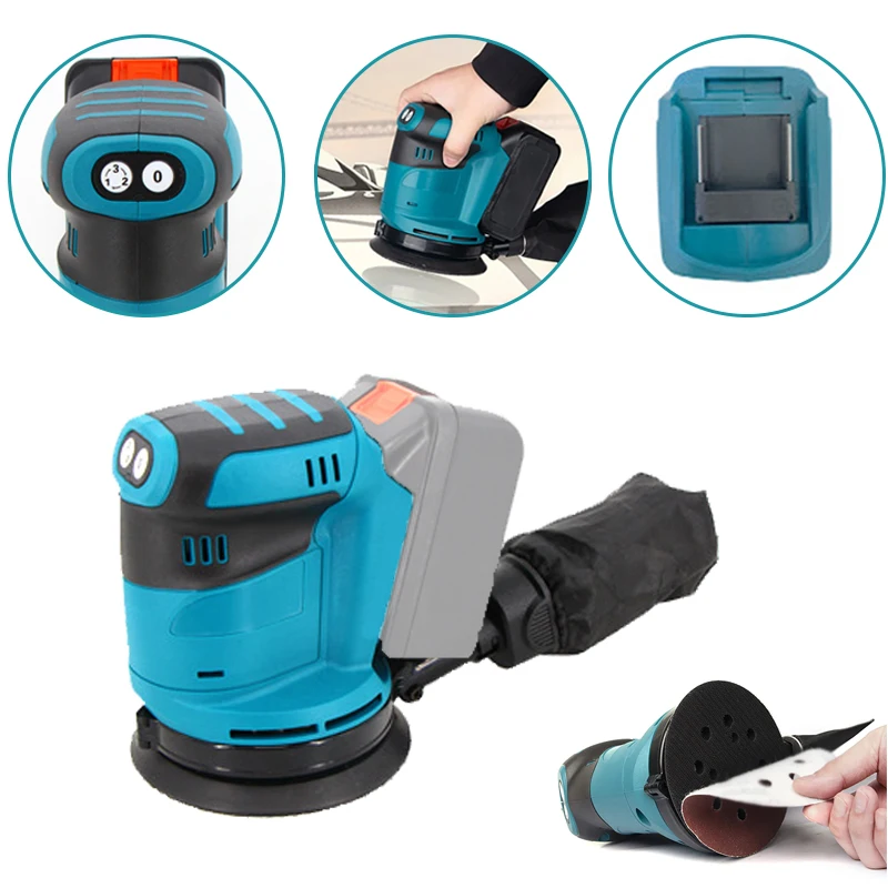 Electric Sander Cordless Car Polisher Wood Grinder Polishing Grinding Sanding Machine 3 Speed For Makita 18V Battery Tools