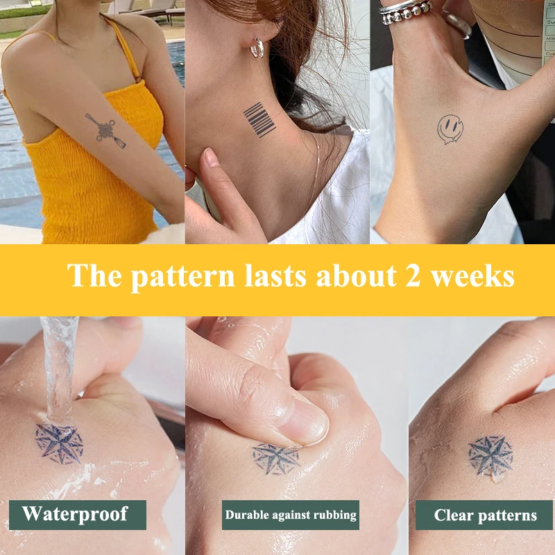 Ensemble d'autocollants de tatouage à base de plantes semi-permanents et imperméables, tatouage Non réfléchissant pour la Collection de doigts de 77 tatouages de conception Ins