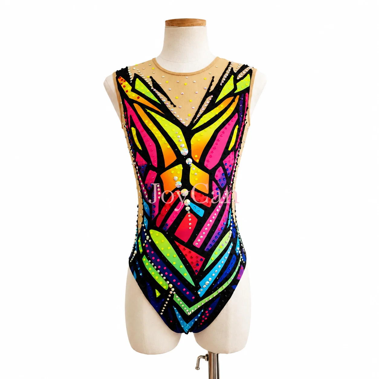 JoyCan White Swimming suits Girls Women Synchronized Swimming Wear for Competition  BD7051