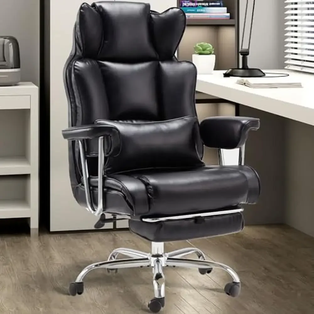 High Back Leather Office Chair 400LB Big and Tall Gaming Chair with Armrests & Lumbar Pillow