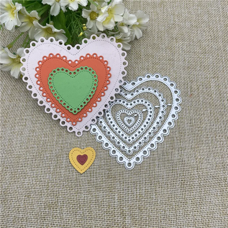 Heart-shaped Frames background Metal Cutting Dies Stencils For DIY Scrapbooking Decorative Embossing Handcraft Template