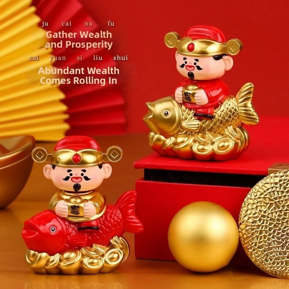 Орнамент Nodding God of Wealth на солнечной энергии, автоматический дизайн Nodding Yuanbao, привлекательность богатства, украшение Koi, ABS