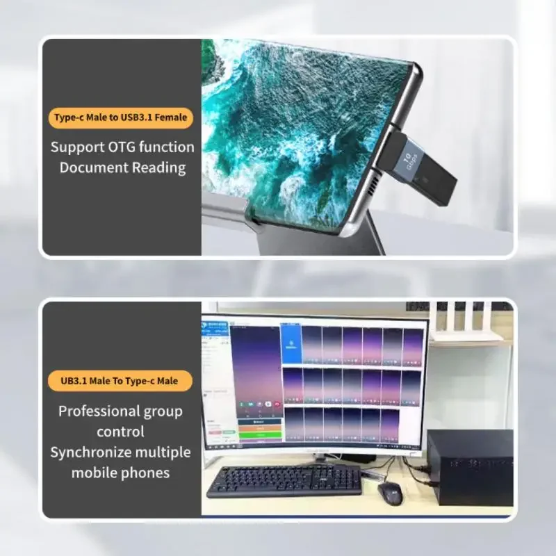 USB 3.1 To Type-C OTG Adapter 90 Degree Elbow Fast Charging Charger Converter USB3.1 To USBC Data Adapter 10Gbps For Macbook Pro