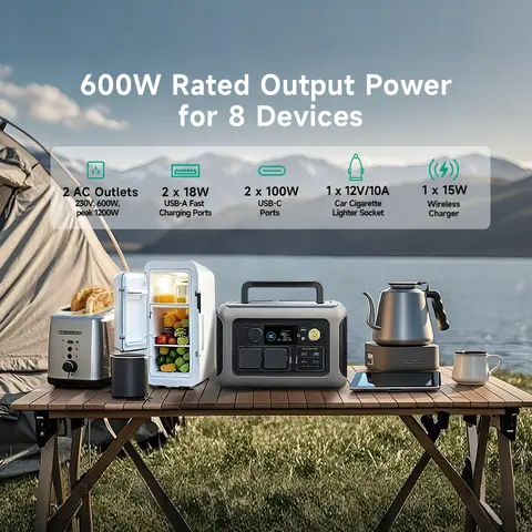 ALLPOWERS R600 Portable Powerstation 299wh LiFePO4 Battery with 600W AC Outlets for Outdoor