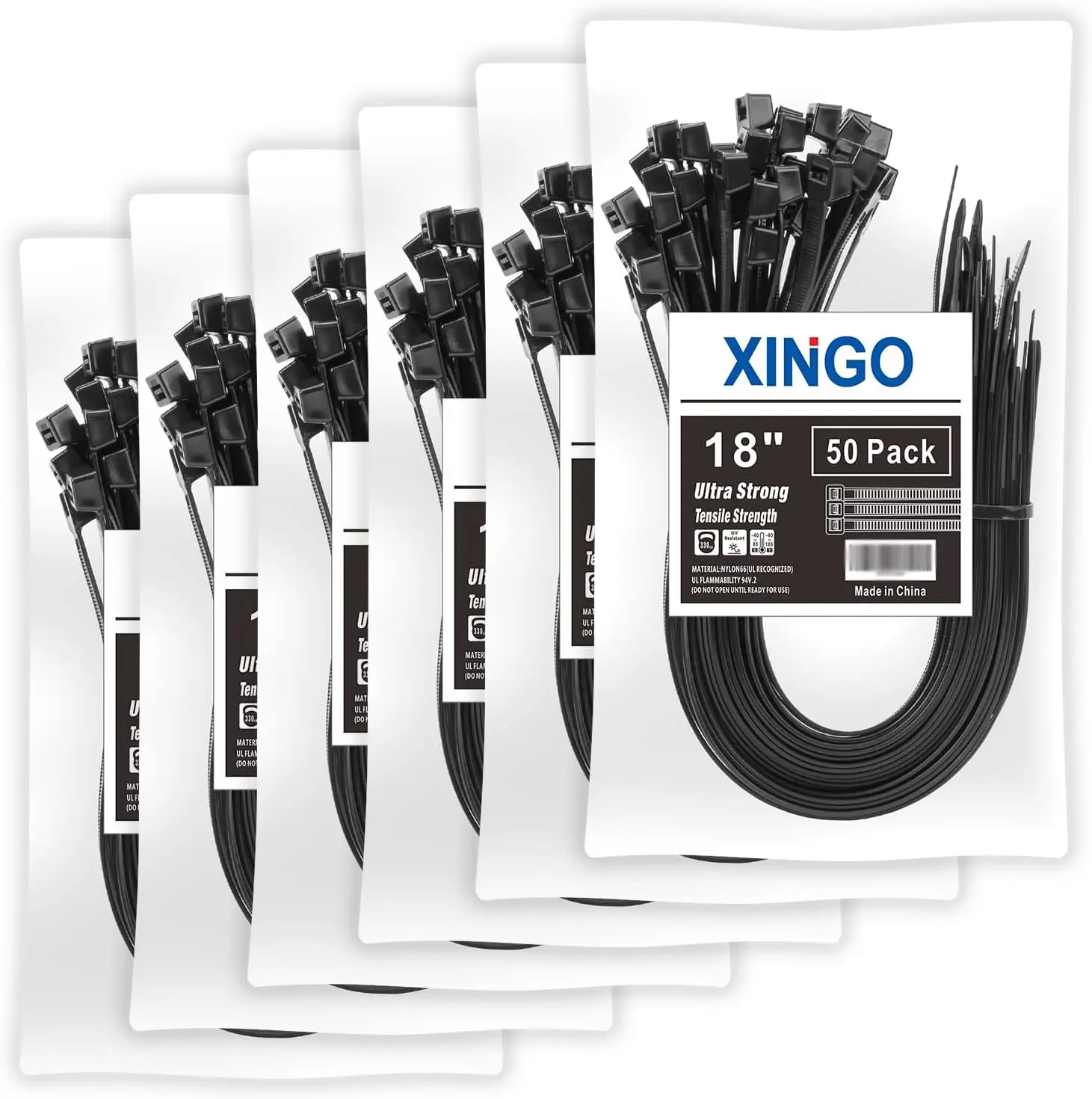 18 Inch Black Large Zip Ties Heavy Duty 300 PACK, 330 LBS Ultra Exclusive Strong Plastic Wire Ties, Large Cable Ties