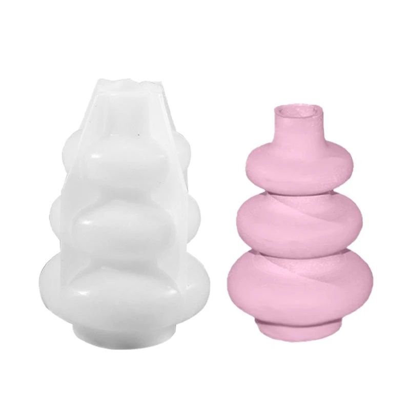 C71D Creative Round Vase Silicone Mold Flowerpot Moulds Modern Crafting Molds Silicone Texture Flower Jar Molds for Flowerpot