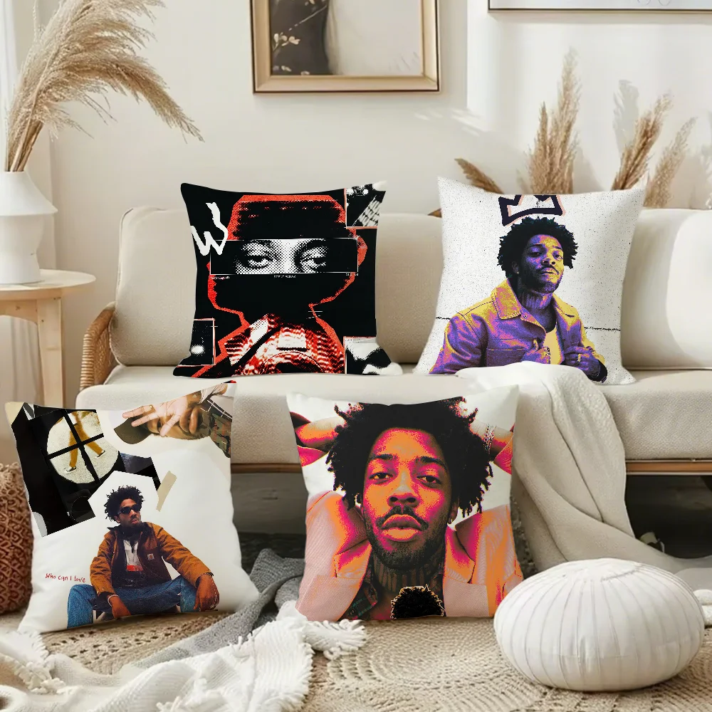 Rapper B-Brent Faiyaz Wasteland Pillow Case Square Double-Sided Printing Short Plush Sofa Cushion Cover Bedroom Bedside Pillow