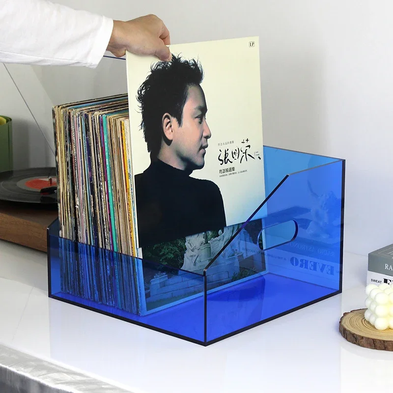 ‌Vinyl Record Storage Box, Clear Acrylic Display Stand for CDs, Creative Home Decor Shelf, Music Collectible Organizer view 2
