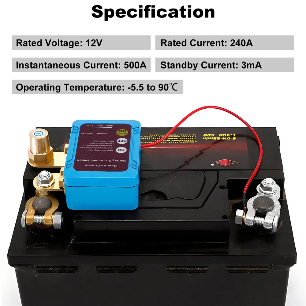 Remote Battery Disconnect Switch 12V 240A Battery Kill Switch for Auto RV ATV,Power Cutoff Switch, Remotecontrolled Switch, Easy view 6