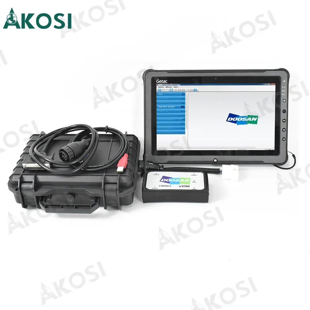 For Doosan uVIM Diagnostic Tool Excavator Forklift Engine Fault Detection OBD Interface Diagnostic Tool+Getac F110 tablet