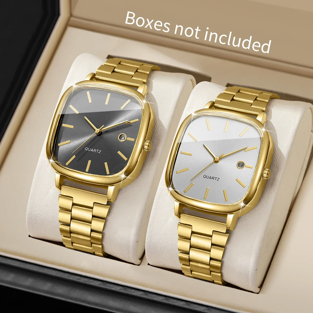 

2 шт./компл. модные мужские часы с квадратным циферблатом, простые кварцевые часы с календарем для мужчин, часы Reloj Hombre, подарок (без коробки)