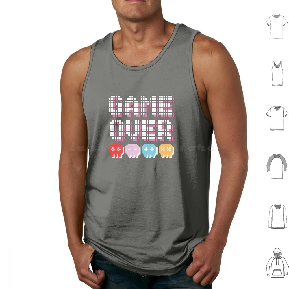 Game Over 8-Bit Retro Vintage Style Tank Tops Vest Sleeveless 8 Bit Pixel Nerd Video Game Cute Funny Game Video Games 16 Bit