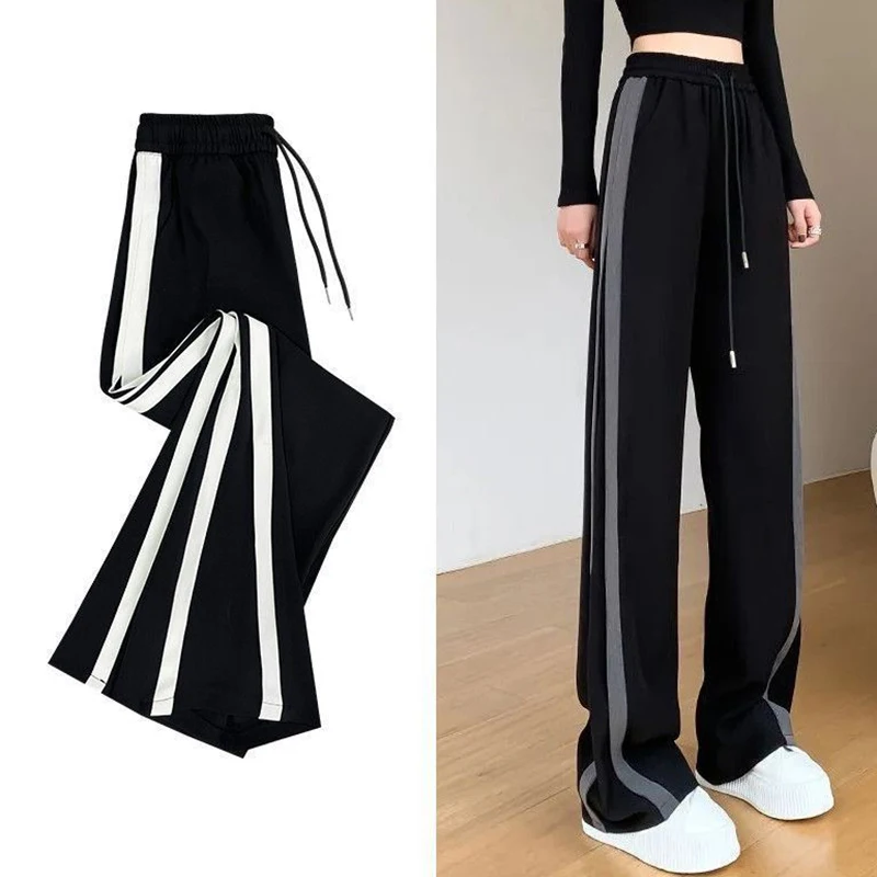 2025 New Lady High Waist Casual Pants Hot Sale Girls Patchwork Designer Trousers Women Comfortable Straight Leg Slacks