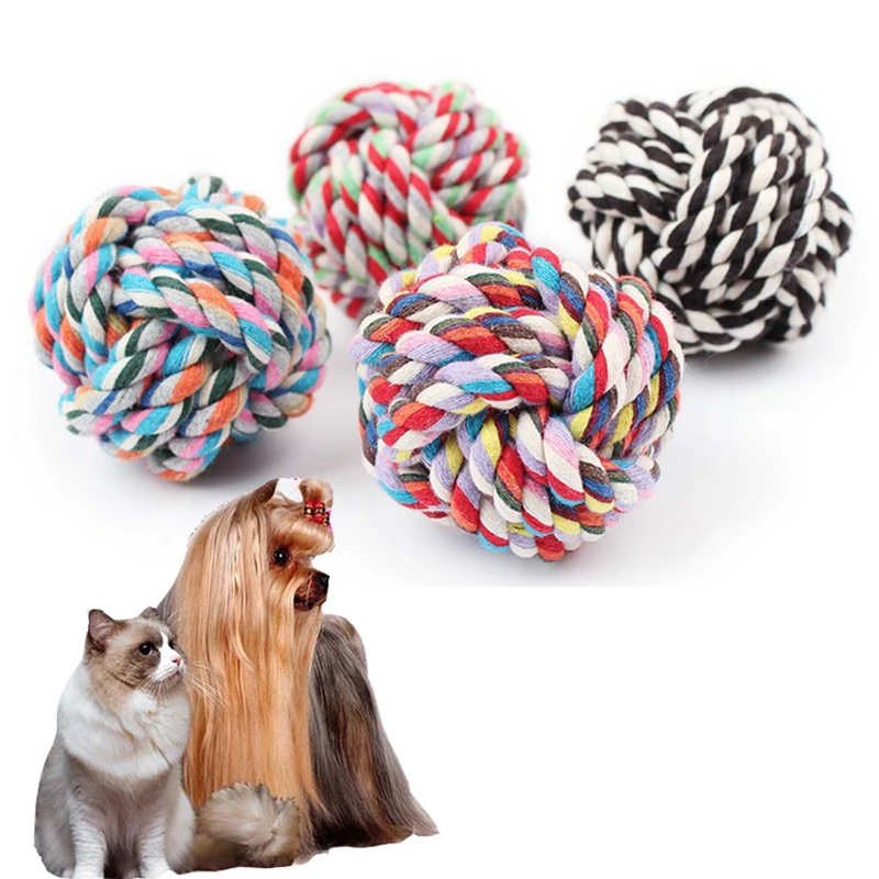 

Dog Toys Puppy Chew Teething Cotton Rope Knot Toys Teeth Cleaning Pet Playing Ball Outdoor Training Interactive Toy