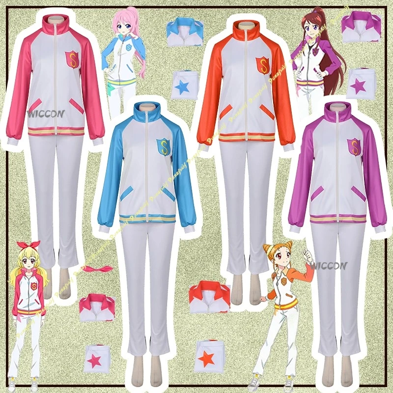 

Anime Aikatsu Hoshimiya Ichigo Kiriya Aoi Shibuki Ran Shibuki Ran Cosplay Costume Sports Suit Spring Gym Clothe Blue Pink Female