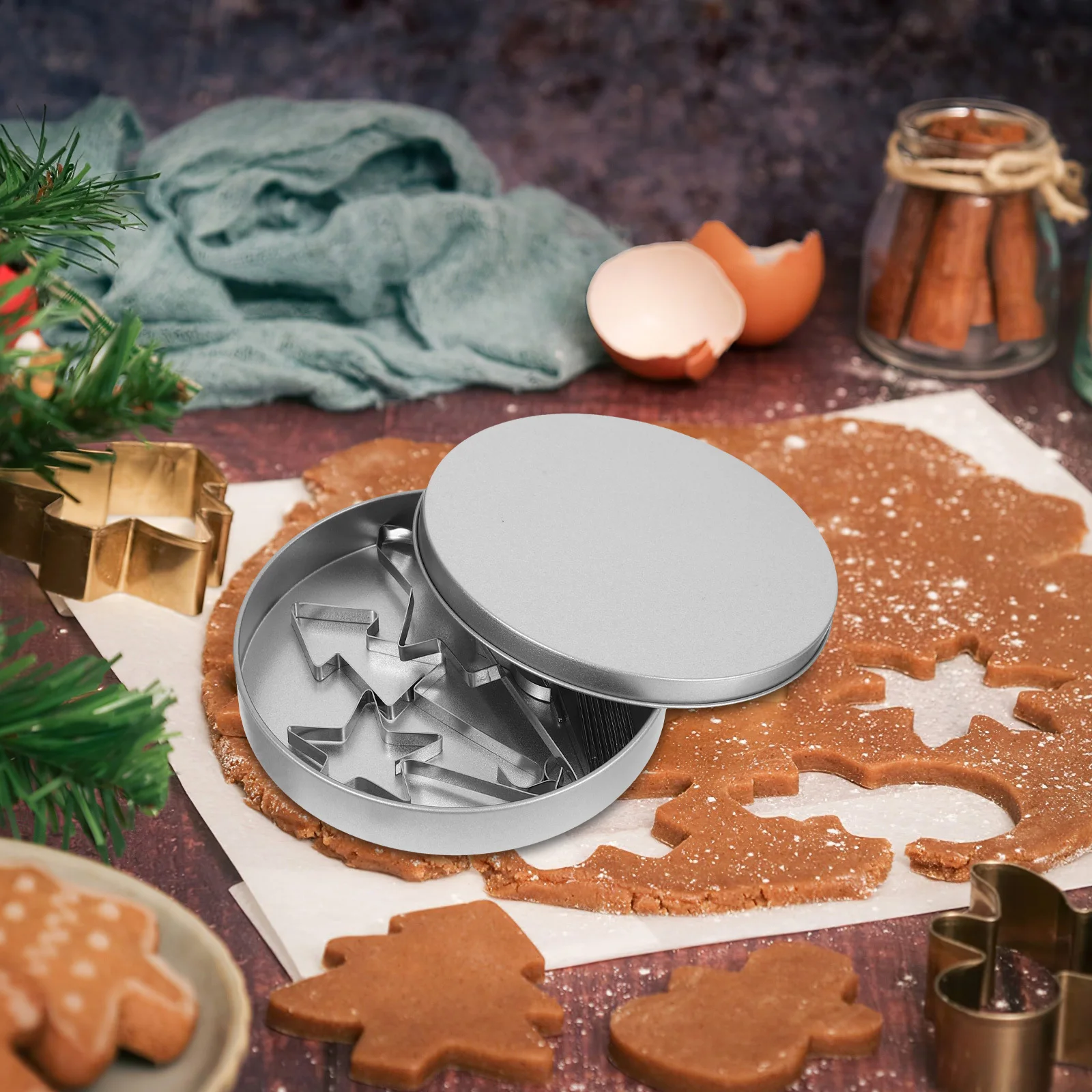 

3Pcs Metal Cookie Mold Set for Sugar Candy Making Baking and Decorating Pastries with Clear Stamp Design Ideal for Christmas