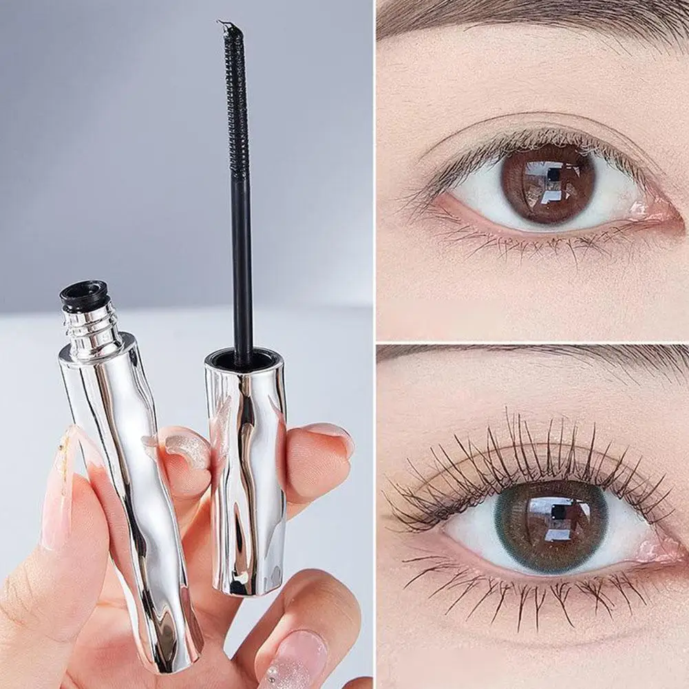 Mascara impermeabile con spazzola in ferro metallico Estensioni delle ciglia usate No Clump Mascara in fibra spessa Nero Arricciatura densa Cosmetici da donna