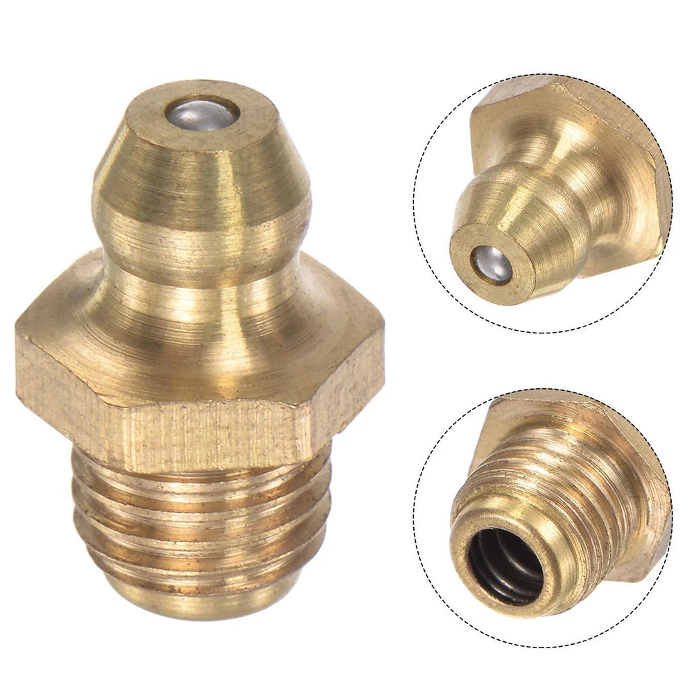 5pcs Brass Straight Hydraulic Grease Fitting M8 X 1mm Thread Grease Nozzle Connection Grease Nipples Replacement For Bearings