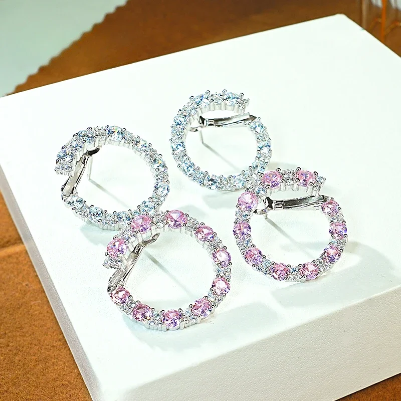 

2024 светильник роскошные круглые серьги-сокровищ из серебра 925 пробы с высокоуглеродистыми бриллиантами, универсальные Свадебные украшения в стиле ретро