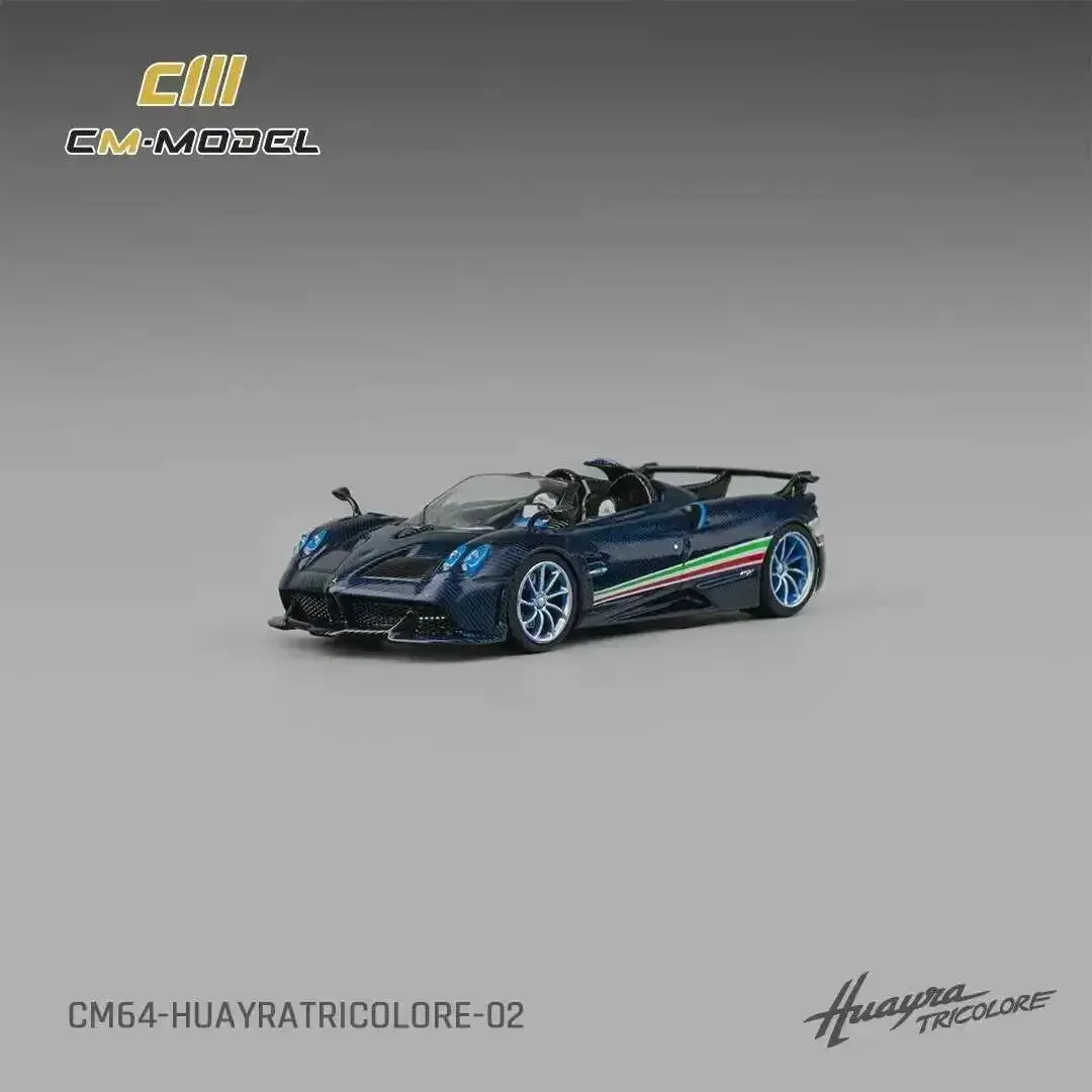 

Предпродажа CM Pagani 1:64 Huayra Tricolore, полностью карбоновый синий, литая под давлением диорама, модель автомобиля, игрушки