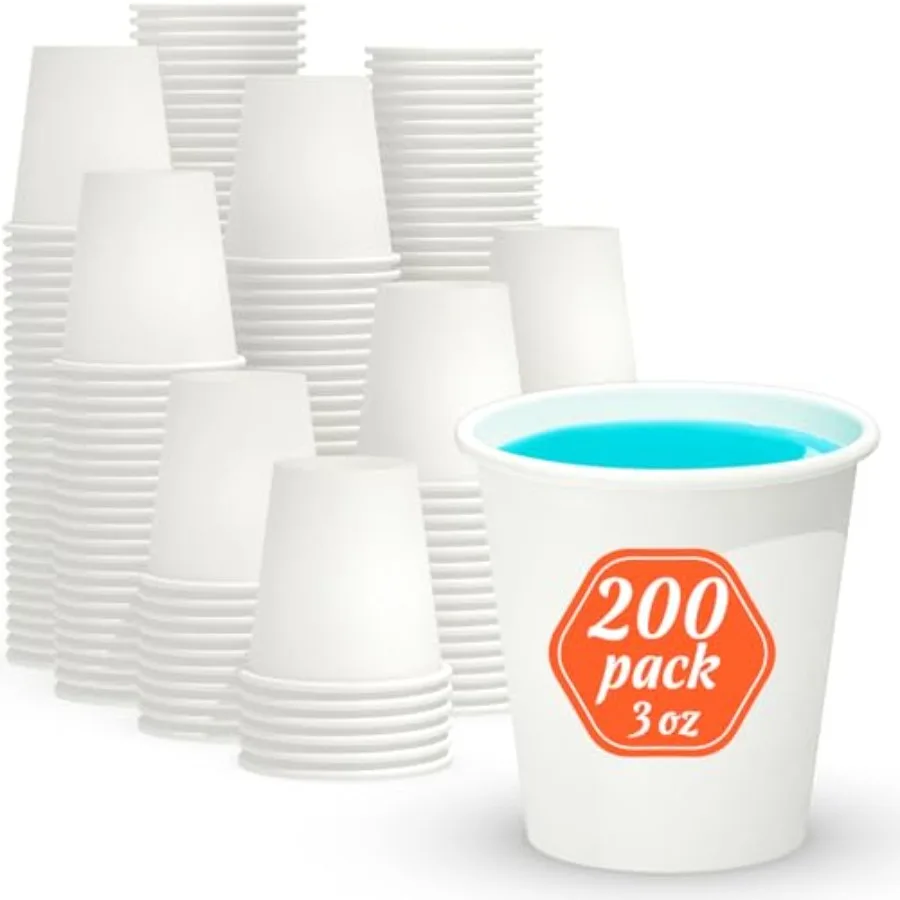 

200 Count Disposable Coffee Cups, Bathroom Mouthwash Cups, Leak-Free Food Safe Small Paper Mini Cup Leak-Free, Food Safe, Small