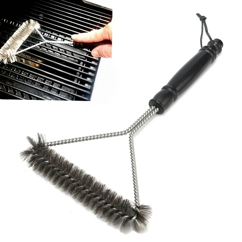 Grill Cleaner Long Handle Curly Brush for Outdoor Grills Stainless Steel Bristles Non-Stick Cleaning Brushes BBQ Accessories