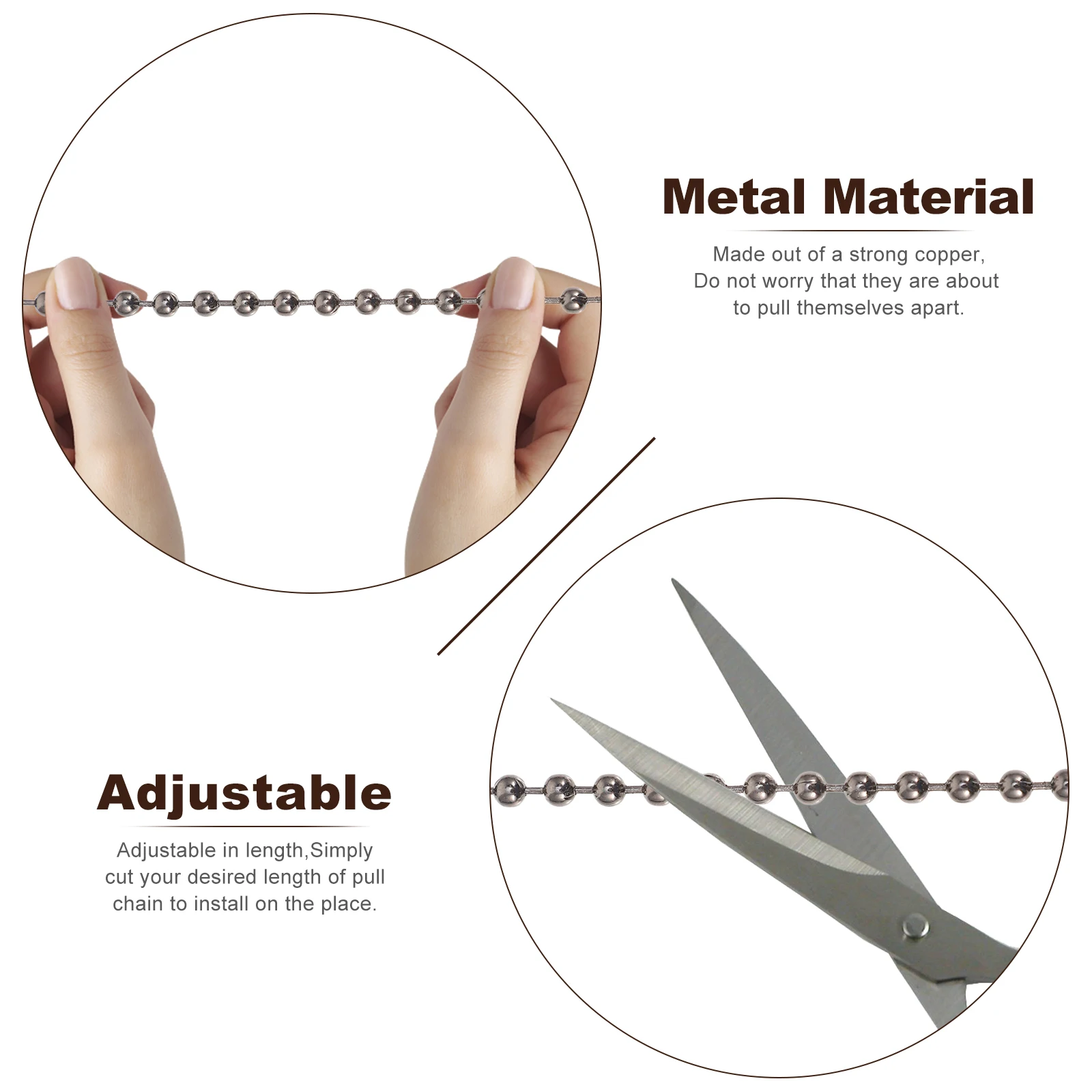 

2pcs Retro Ceiling Fan Pull Chain Replacement Durable Light Chain Easy Installation Bedroom Decor Wedding Party Accessories