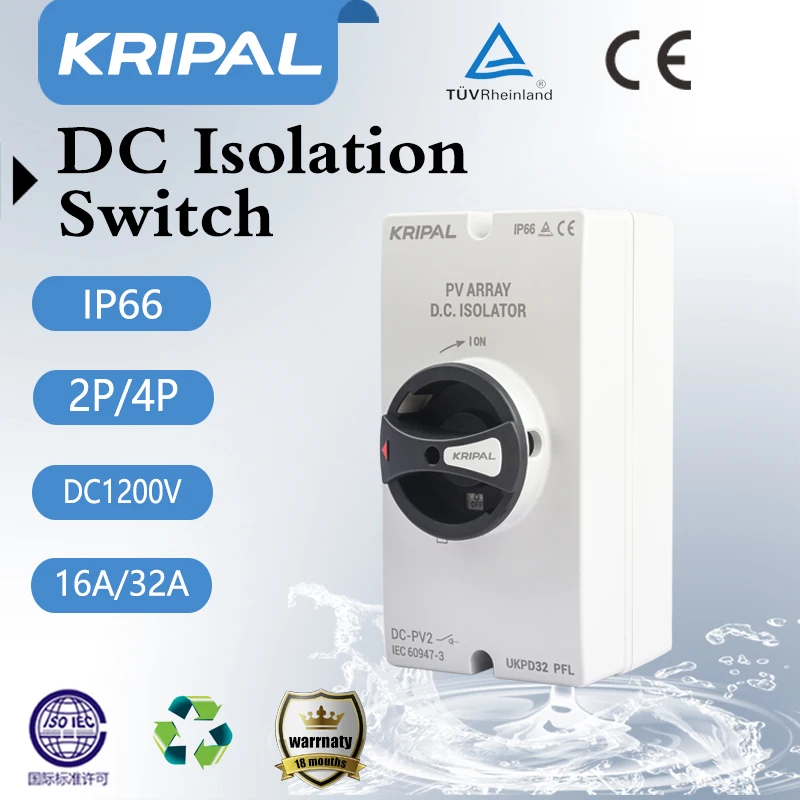 

DC Solar Switch DC Disconnector 4P 1200V 32A IP66 Photovoltaic DC switch Waterproof Isolator Switch For Solar System TUV CE