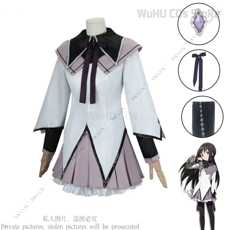 Akemi Homura Puella Anime Magi Cos Madoka Woman Magica Cosplay Costume Wig Combat Clothing Comic-Con Character Role Play