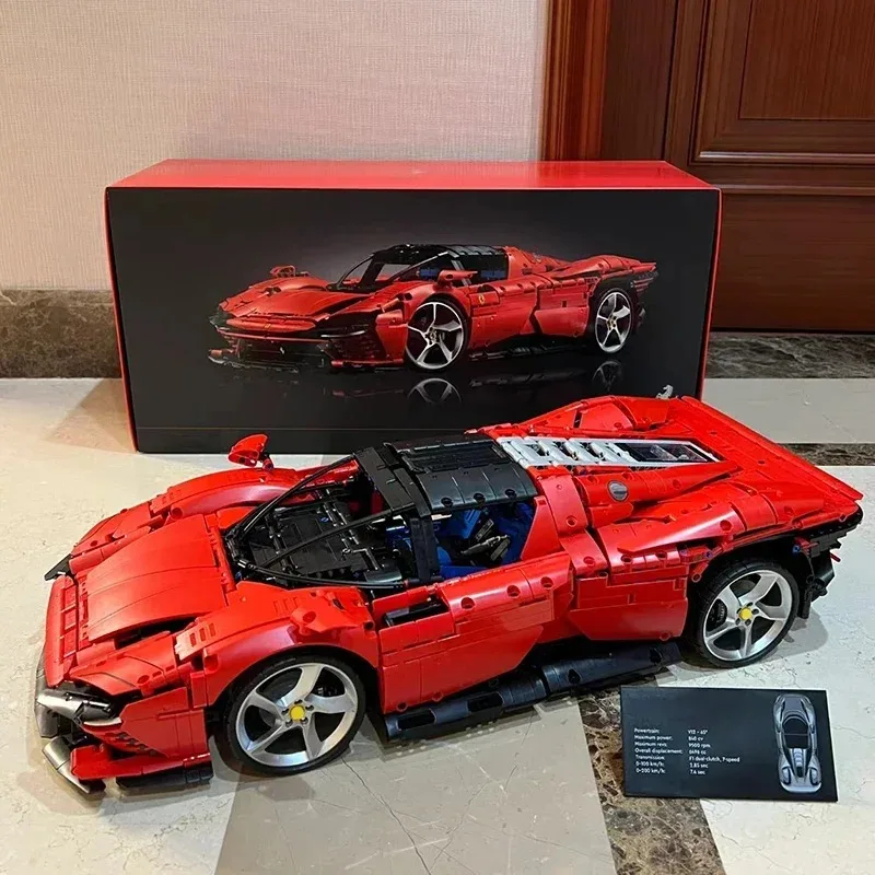 Miniso Disney Daytona Sp3 Supercar Race Car Technical Moc Building Block Bricks Toys Kids Boys Christmas Birthday Gifts 42143