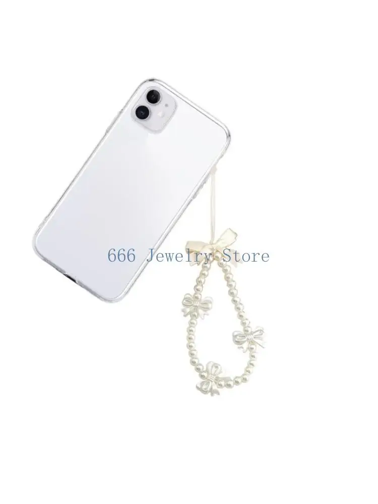 F2TD Cuteness Beaded Camera Phone Strap Bowknot Charm Lanyard Acrylic Texture Suitable for Phone and Bag Accessories