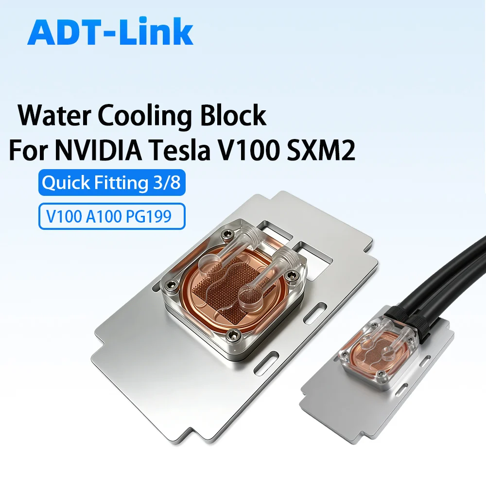 Water Cooler Cooling Head Uniform Heating Plate for NVIDIA Tesla V100 A100 PG199 GPU SXM2 Copper Block Quick Fitting  3/8" Tube
