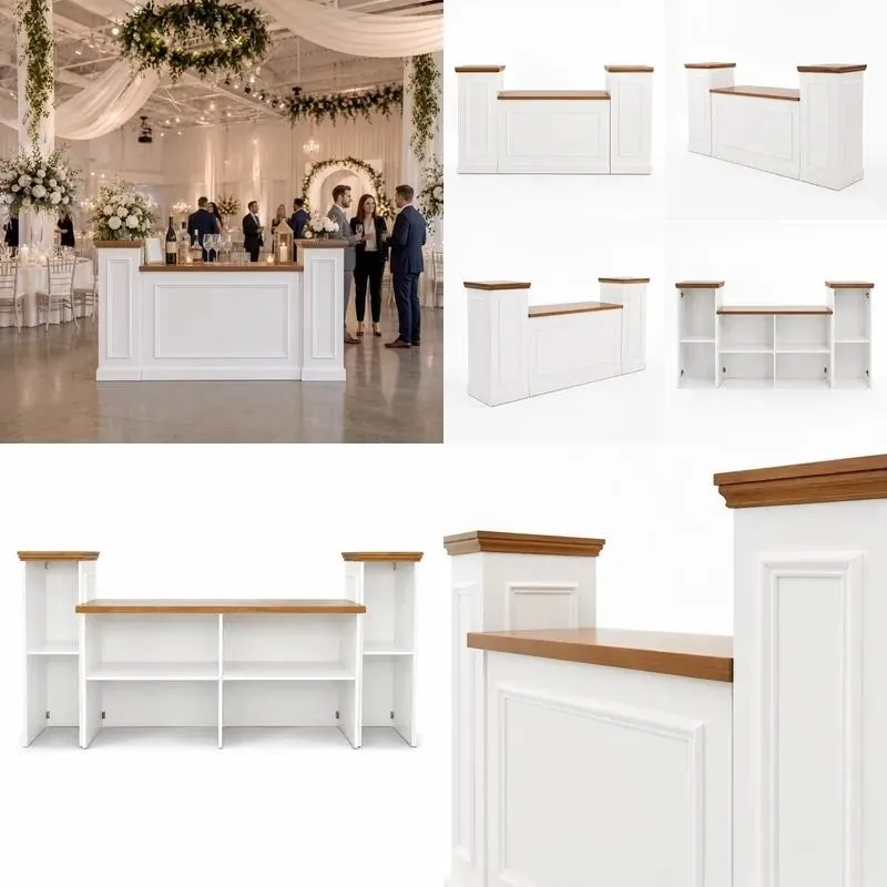 Professional Modular Bar Set 3 Piece Foldable Event Bar Table with Pine Desktop for Wedding Party Rental Business