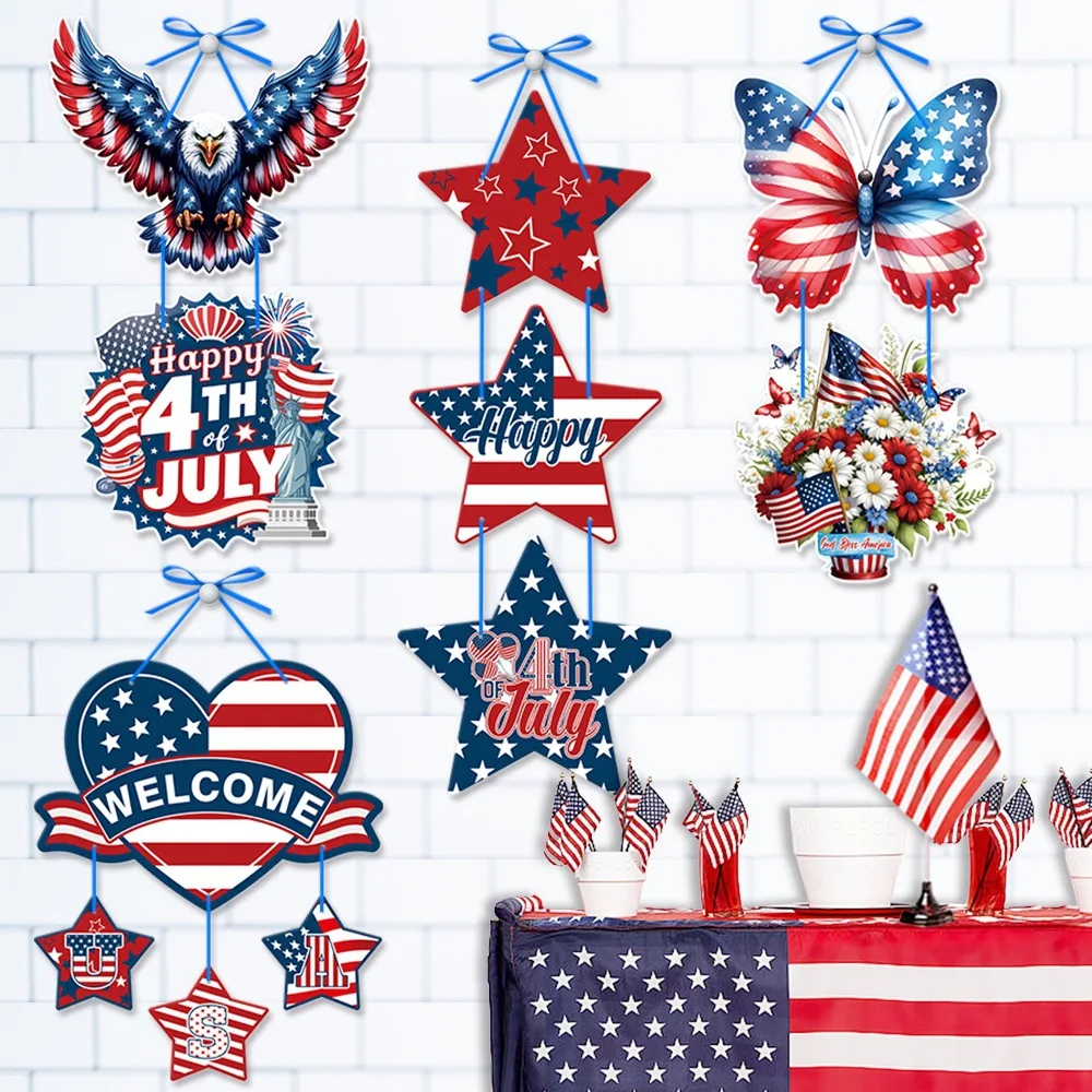 

New Design Eagle Butterfly Stars USA Independence Day Door Hanging Patriotic Party Decorations DIY
