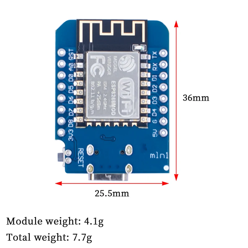 WAVGAT D1 Mini TYPE-C USB ESP8266 ESP-12F CH340G V2 WIFI Development Board D1 Mini NodeMCU Lua IOT Board 3.3V With Pins