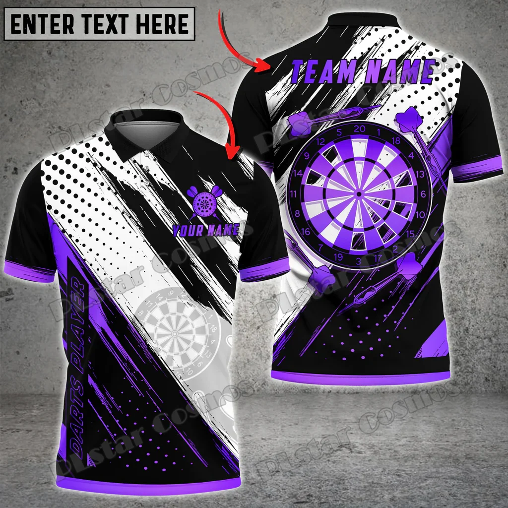 Darts Premium Golden Line Mutilcolor Options Personalized Name 3D Printed Premium Men's Polo Shirt Summer Casual Shirt POL223