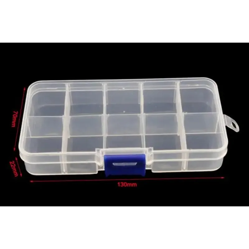 10-Grid Plastic Adjustable Jewelry Organizer Box Storage Container Case with Removable Dividers (Transparent)