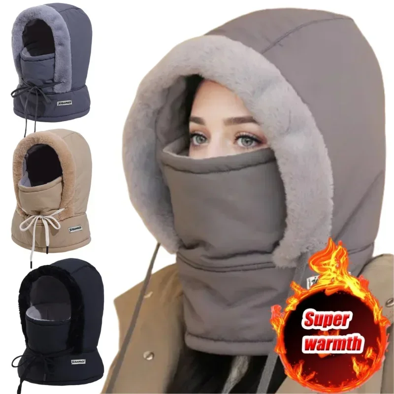 1PC Winter winddichte Kapuze Hut kaltes Wetter thermische Sturmhaube Schal Plüsch Halswärmer Ski Gesichtsmaske für Outdoor-Aktivitäten