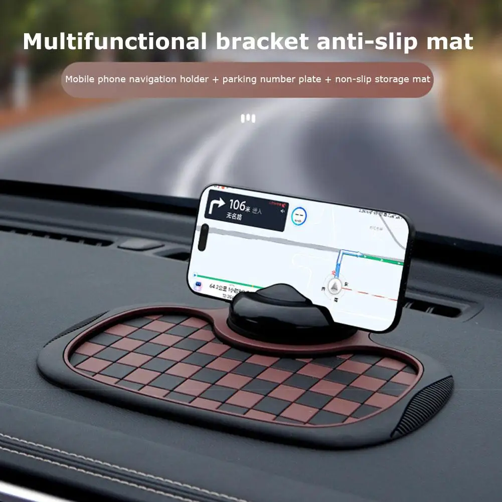 2 in 1 Car Phone Mount with Anti Slip Mat Dashboard Phone Holder 360° Rotation Stable Phone Holder Hide Parking Number Plate