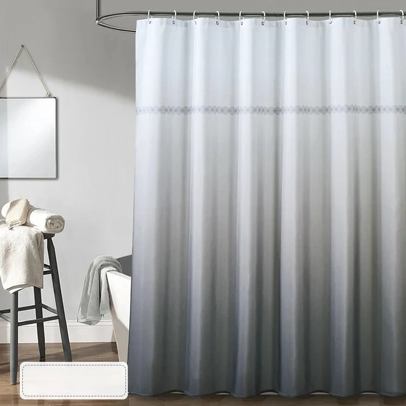 Shower Curtain Gradient Various Color Water Resistant for Toilet Bathroom Curtains 200cm Modern Style with Hooks Mildew Proof - view 2