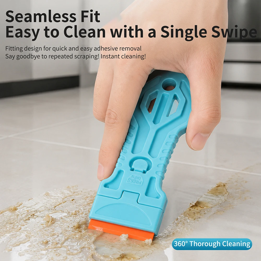 Plastic & Metal Razor Blade Scraper, Window Glass Cleaner, Vinyl Film & Adhesive Remover Tool for Car & Home