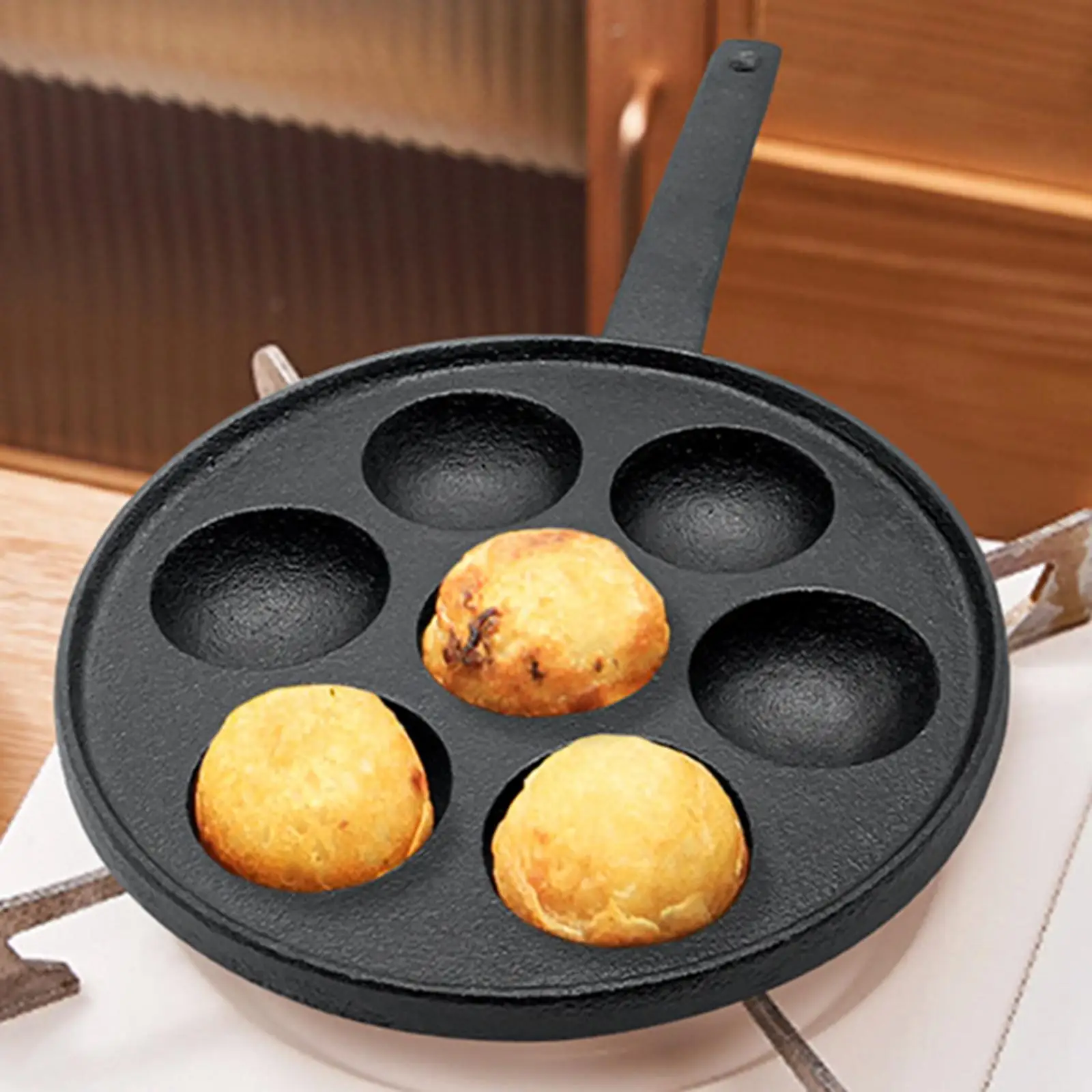 7 Holes Octopus Balls Cast Iron Pot Non Stick Frying Pan Household Porous Frying Pan Saucepan Kitchenware Frying Pan Wok