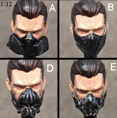Máscaras de Bonecas em Miniatura, Escultura de Cabeça em Escala 1/6, Modelos de Máscaras de Soldado 1/12, Acessórios para Bonecas e Figuras de Ação